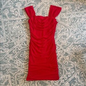 Fitted Red Ruched Mini Dress